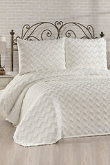 Double Size 3-Piece Pique Bedding Set - Cream