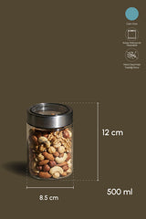 500ml Borosilicate Glass Storage Jar with Stainless Steel Lid