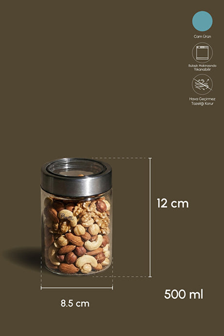 500ml Borosilicate Glass Storage Jar with Stainless Steel Lid