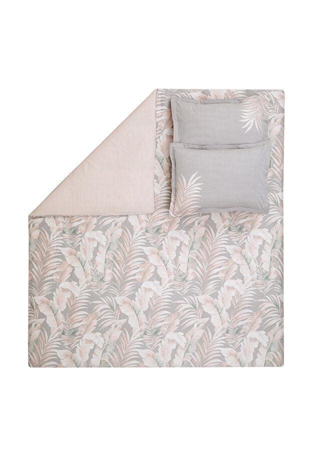Beatrice Double Sateen Duvet Cover Set - Tropical Leaf Pattern