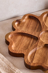Heart-Shaped Acacia Wood Divided Serving Tray - 25 cm