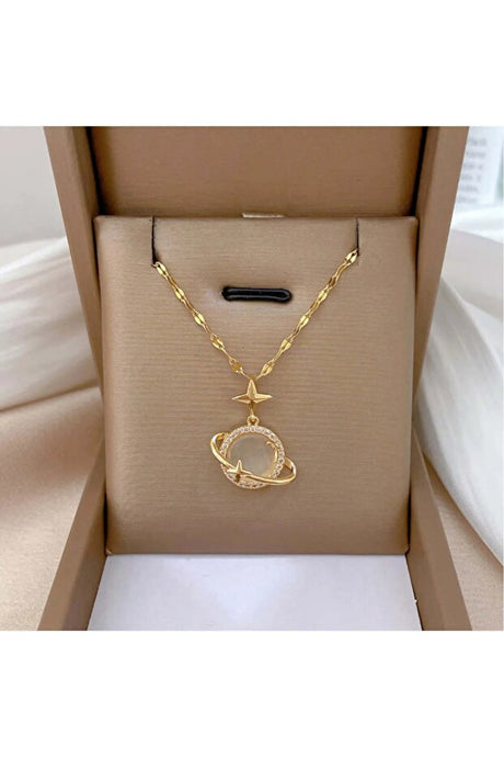 Opal Star Planet Necklace - 14K Gold Plated Steel