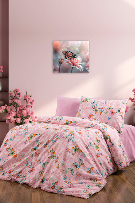 Single Duvet Cover Set - Butterfly Pink, 160x220cm