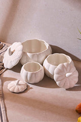 Pumpkin Porcelain Decorative Storage Jars - 3-Piece Multi-Purpose Set