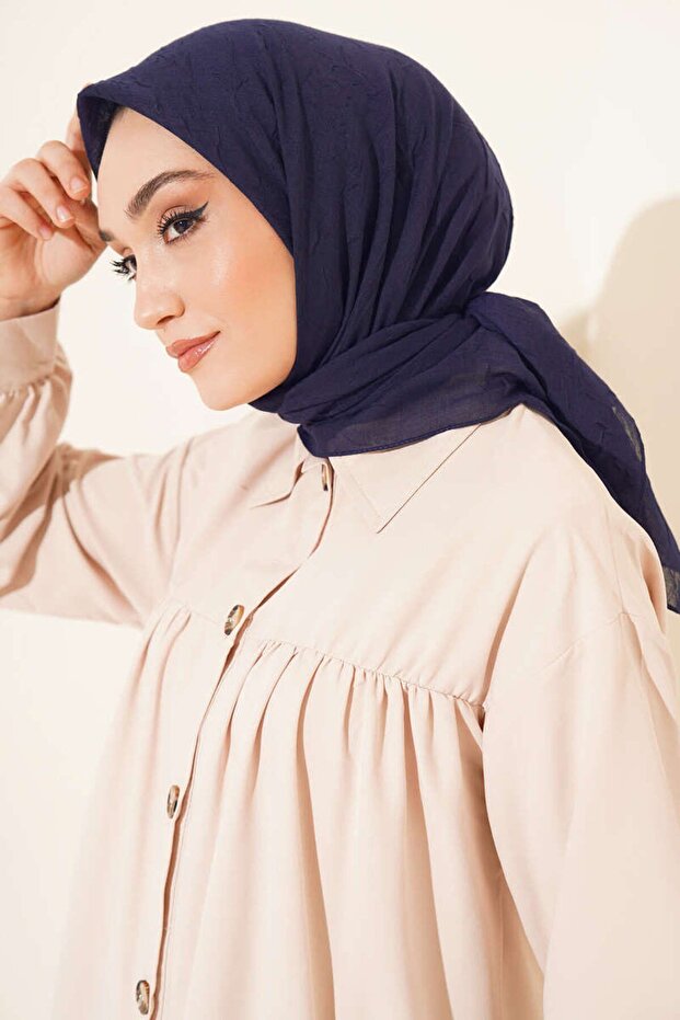 Premium Bamboo Crush Scarf - Lightweight & Breathable Navy