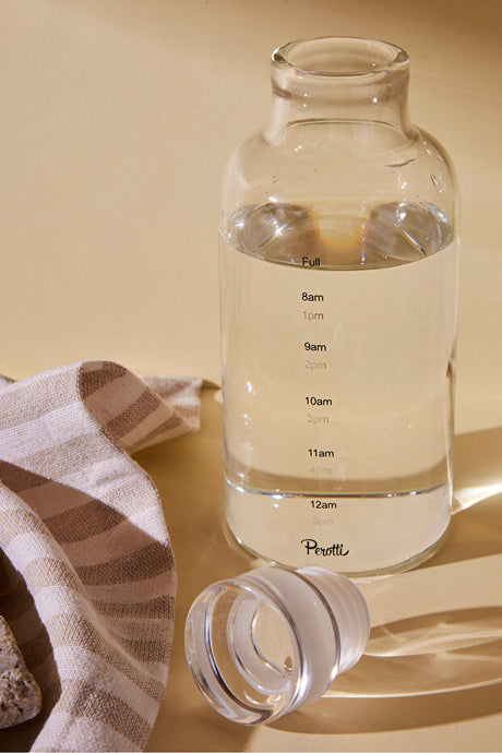 Borosilicate Glass Water Bottle - 350ml Hydration Tracker