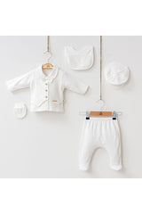 Newborn 5-Piece Bow Tie & Cap Baby Outfit Set - 0-3 Months