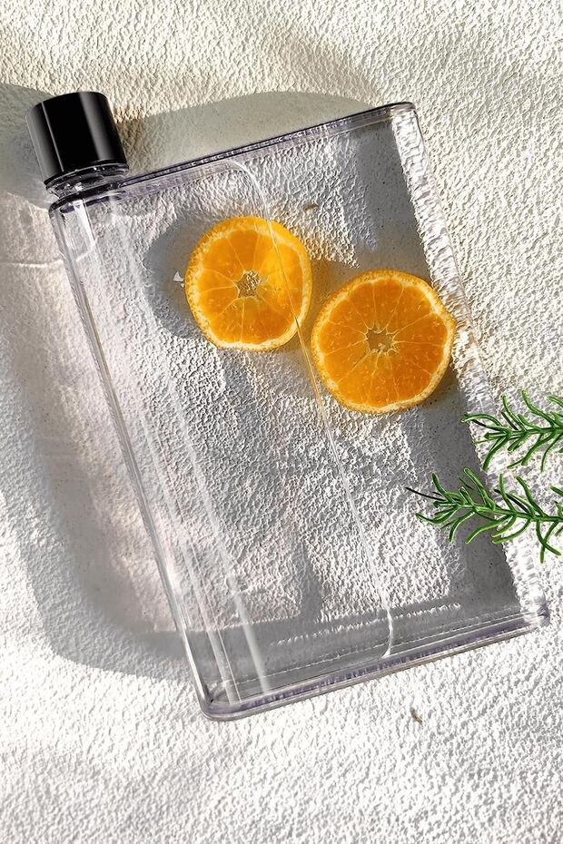A5 Flat Memo Water Bottle - 450ml BPA-Free Tritan, Notebook Design