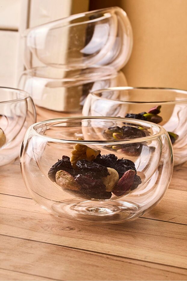 Double-Walled Glass Serving Bowls - Set of 6 (6x2.5cm)