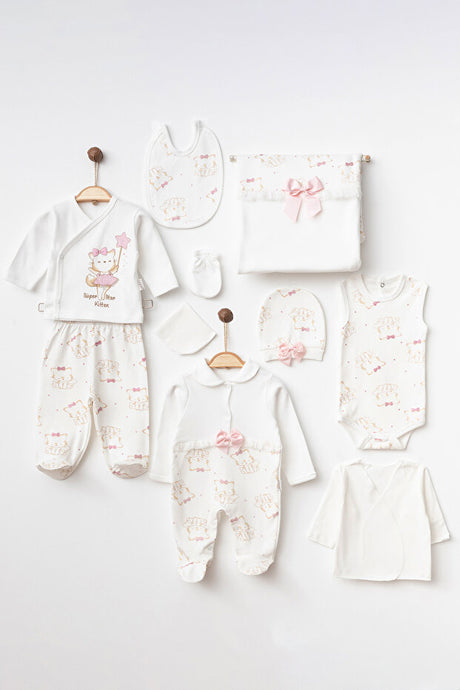 Newborn Baby Hospital Exit 10-Piece Cotton Clothing Set - 0-3 Months
