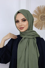 Women's Cotton Jazz Shawl - Haki Green, Soft & Comfortable