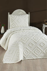 Samira Single Pique Set - 2-Piece Cream with Diamond Pattern