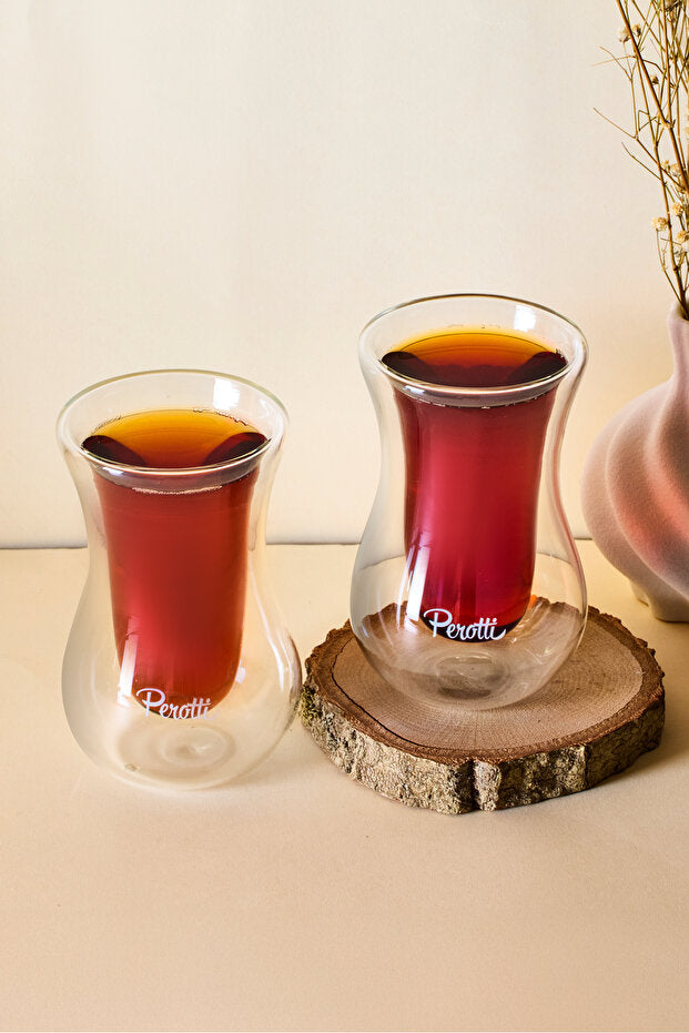 Double-Walled Borosilicate Glass Tea Cups - Set of 2, 150ml Each