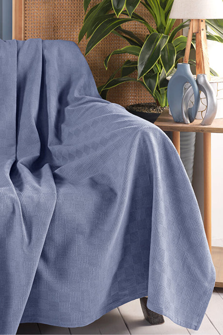 100% Cotton Jacquard Single Pique Bedspread - 160x230 cm