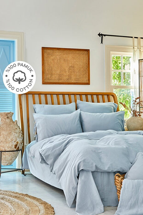 4 Element Blue 100% Cotton Single Duvet Cover Set