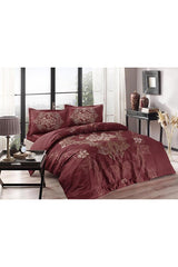 Cotton Sateen Duvet Cover Set - Florian Red Double Size