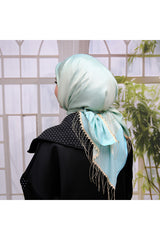 Silky Fringed Scarf - Mint Viscose