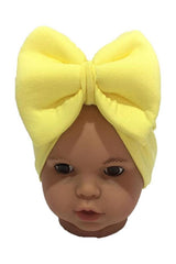 Yellow Bow Baby Bonnet - Soft 100% Cotton for 0-12 Months