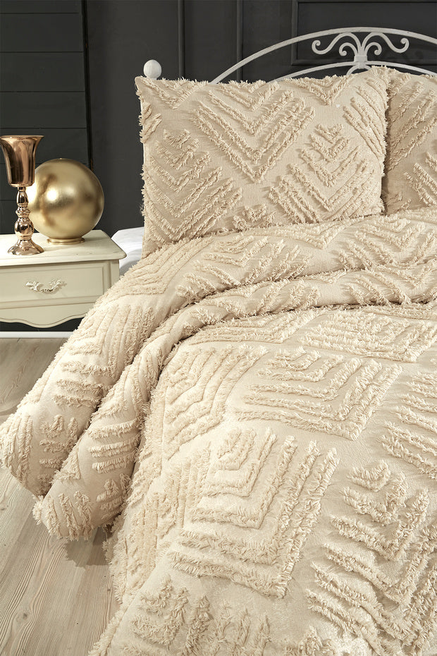 Double Size 3-Piece Cotton Pike Set - Beige