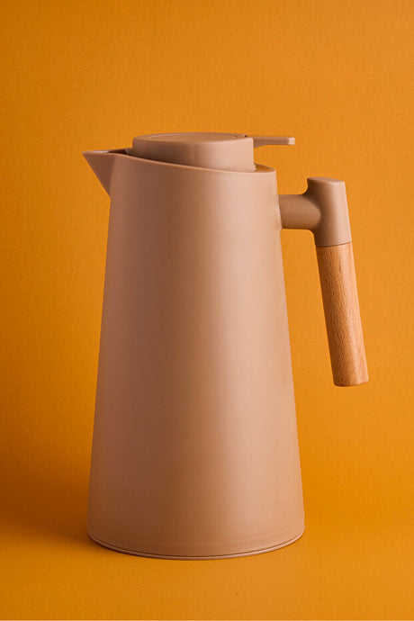 Nordic Style Vacuum Insulated Thermos with Bamboo Handle - 1000ml