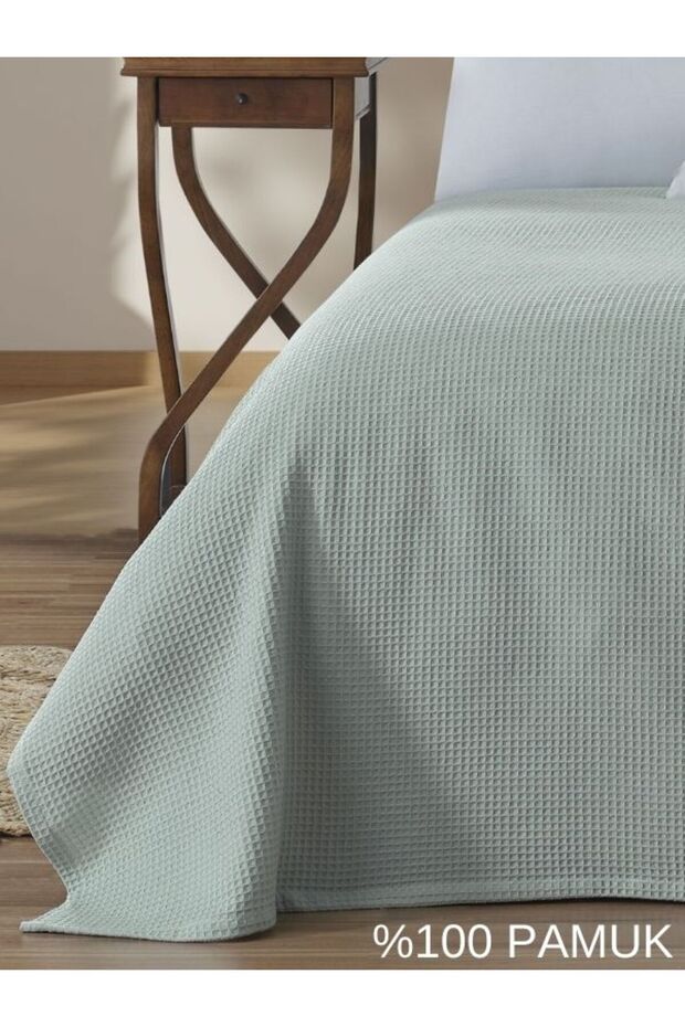 Double Waffle Bedspread - 100% Organic Cotton, 200x230cm