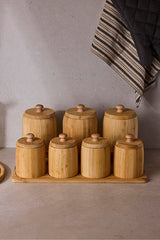Pisa 7-Piece Bamboo Countertop Spice Jar Set with Stand