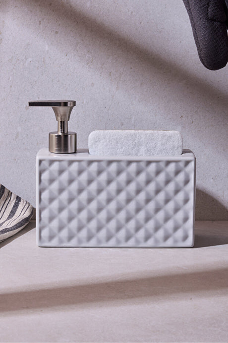 Ash Grey 750ml Porcelain Liquid Soap Dispenser with Sponge Holder