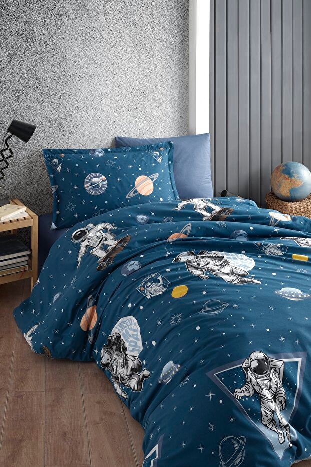 Ranforce 100% Cotton Single Duvet Cover Set - Space Explorer