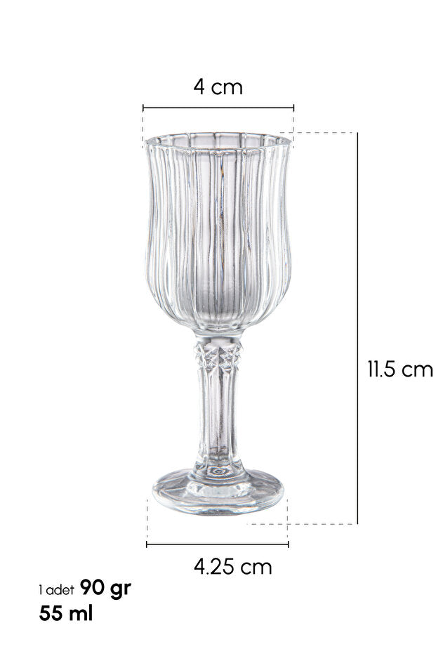 Ribbed Glass Coffee & Espresso Side Glasses - 55ml Set of 6