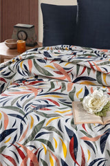 100% Cotton Double Bedspread - Rainbow Leaves Print