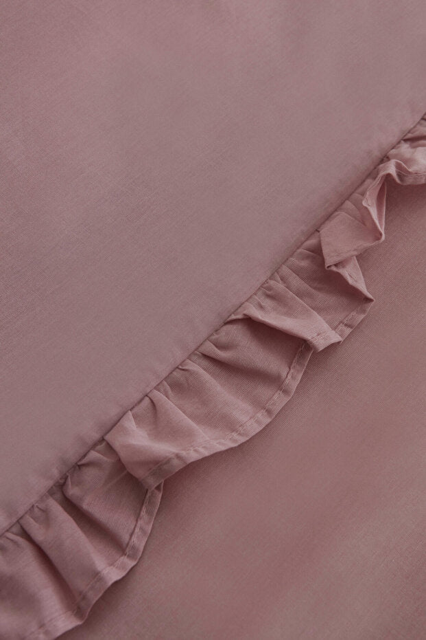 Pure Ruffle 100% Cotton Double Duvet Cover Set - Powder Pink