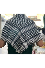 Unisex Keffiyeh Scarf - Black & White Plaid