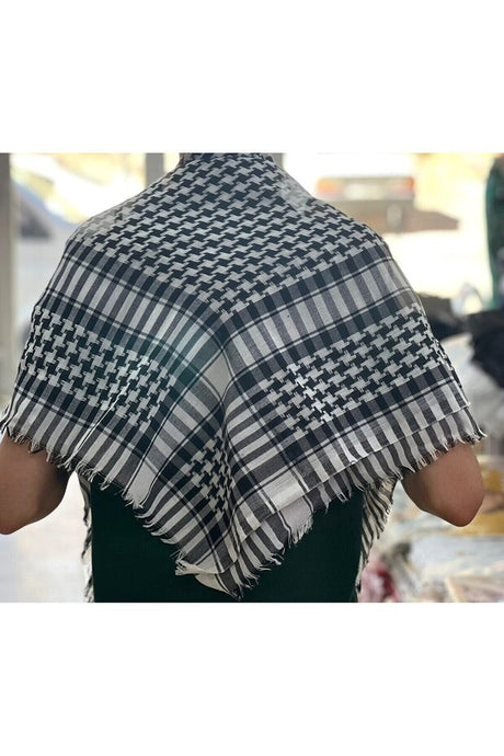 Unisex Keffiyeh Scarf - Black & White Plaid
