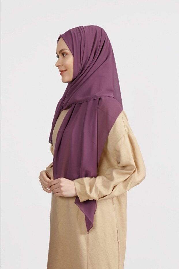 Matte Purple Crepe Chiffon Shawl - Lightweight & Elegant