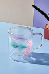 Double Feather Double-Walled Glass Mug - 300ml