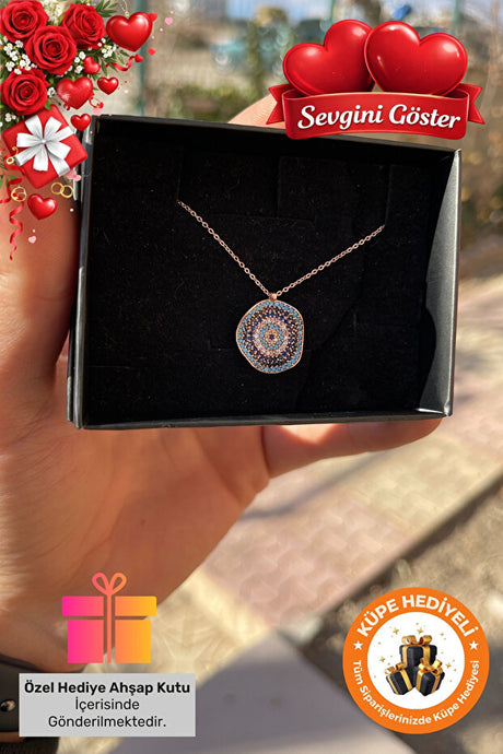 925 Sterling Silver Plated Evil Eye Necklace with Gift Box - 45cm Chain