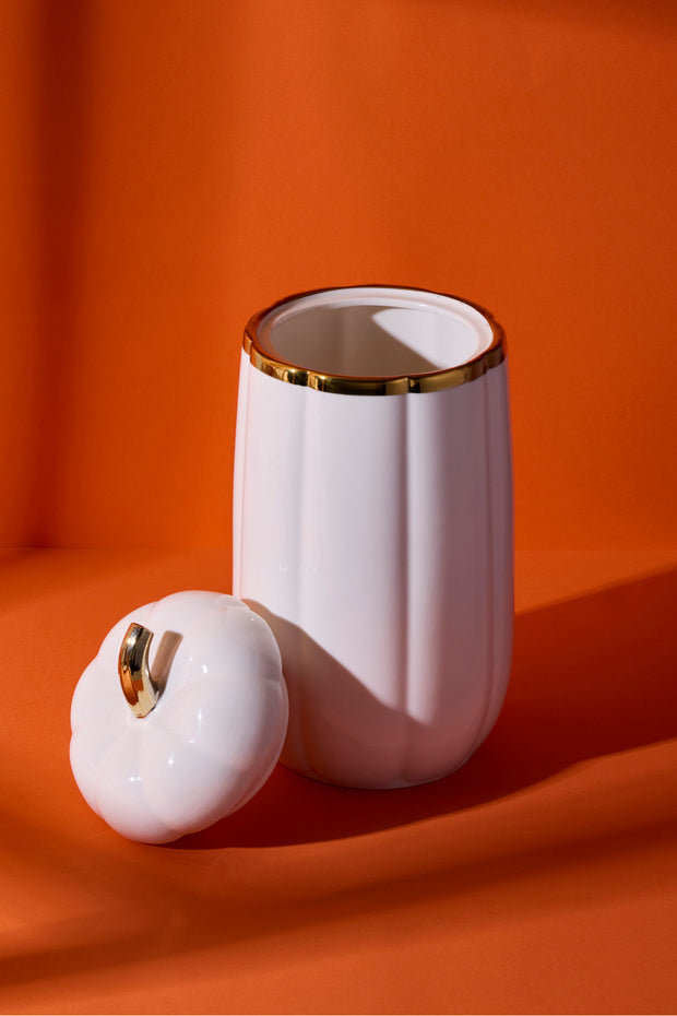 Pumpkin Porcelain Lidded Jar - 28x13.7 cm Decorative Storage