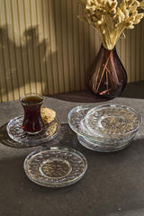 Ringo Stone Luster Glass Tea Saucer Set - 6 Pieces, 13cm