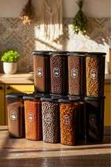 Square Food Storage Containers - 12-Piece Set, 1750ml Capacity