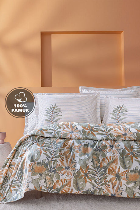 Amy Double Pique Bedding Set - 100% Cotton Tropical Orange