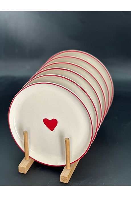 Heart Design Ceramic Dessert Plates - Set of 4 (21cm)