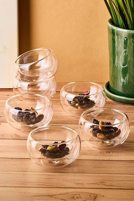 Double-Walled Glass Serving Bowls - Set of 6 (6x2.5cm)