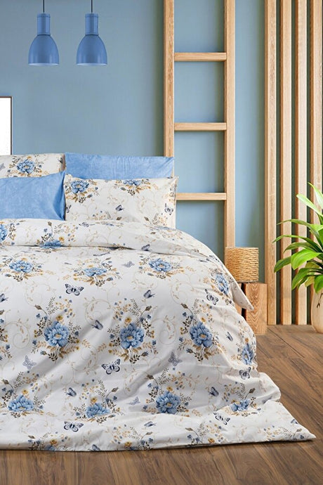 Bouquet Blue Double Duvet Cover Set - 4-Piece Comfort