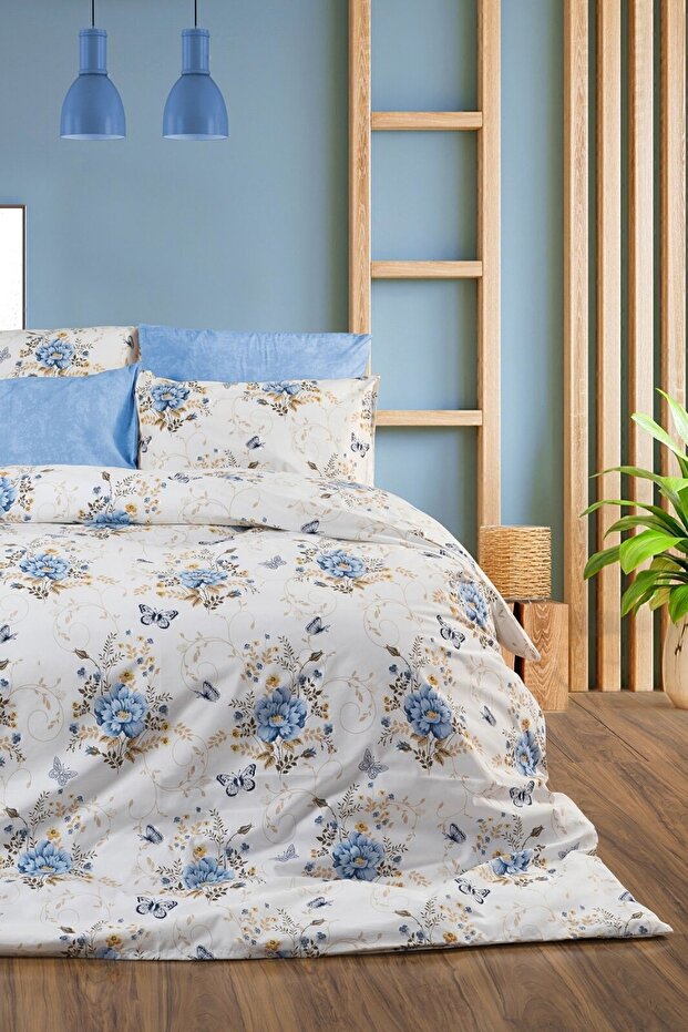 Bouquet Blue Double Duvet Cover Set - 4-Piece Comfort