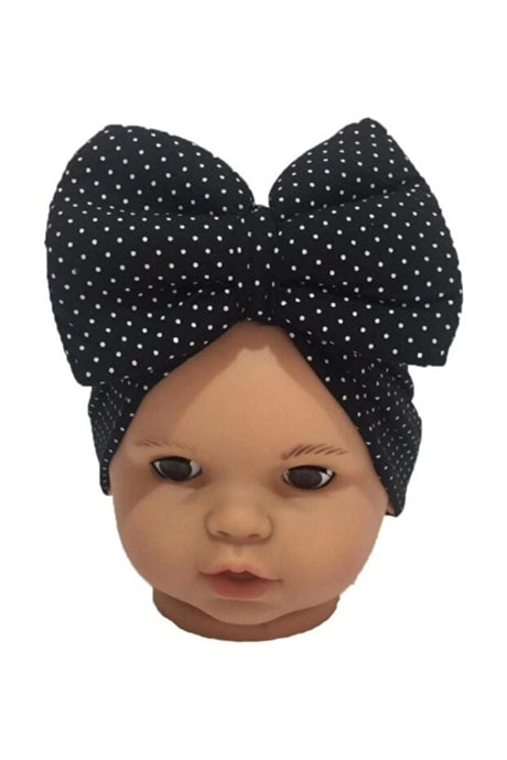 Baby Black Polka Dot Bow Bandana - 0-12 Months