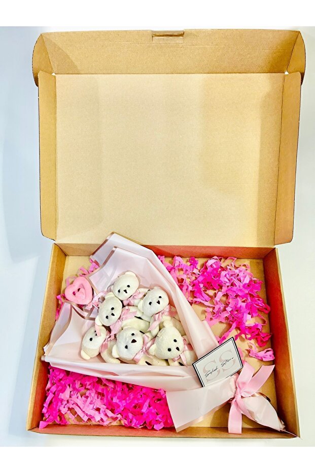 Pink Teddy Bear Bouquet - 6 Plush Bears, 40cm