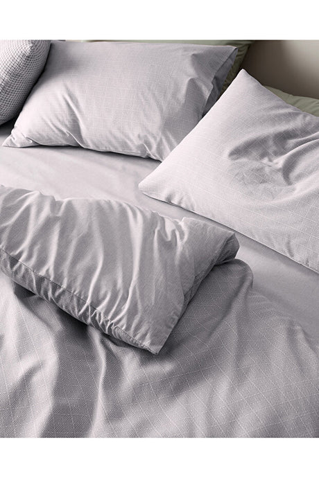 Odette Double 100% Cotton Ranforce Duvet Cover Set - Grey