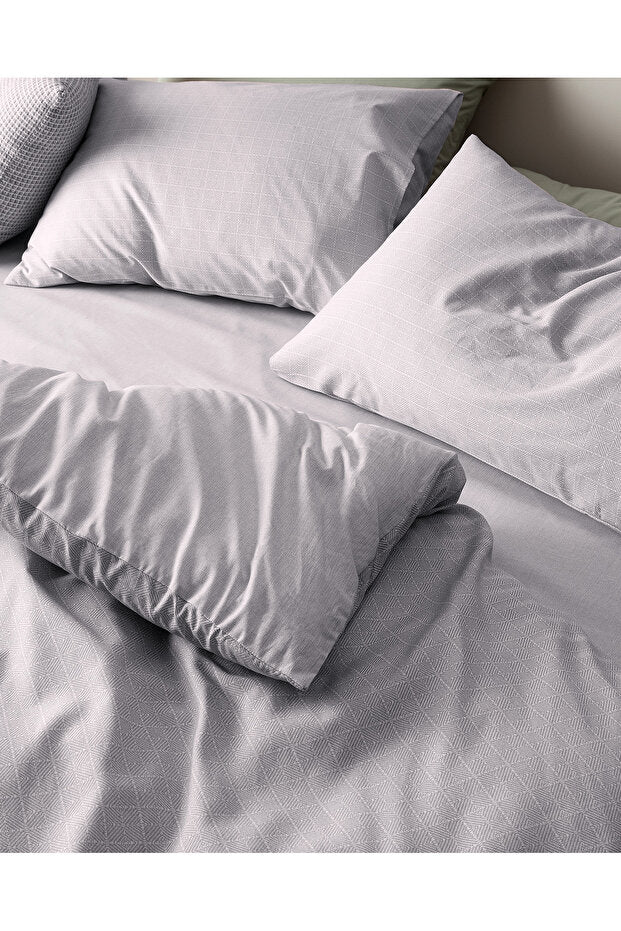 Odette Double 100% Cotton Ranforce Duvet Cover Set - Grey