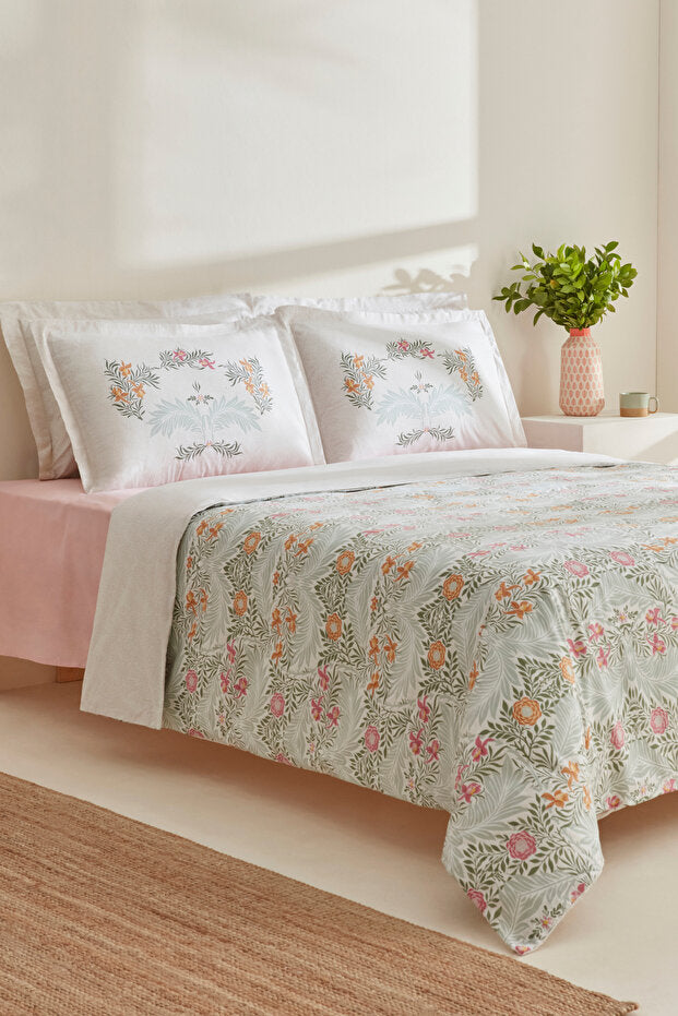 Sean 100% Cotton Double Duvet Cover Set - Floral Pattern