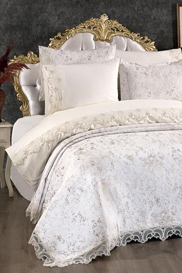 Perry 7-Piece Cream Bridal Bedding Set